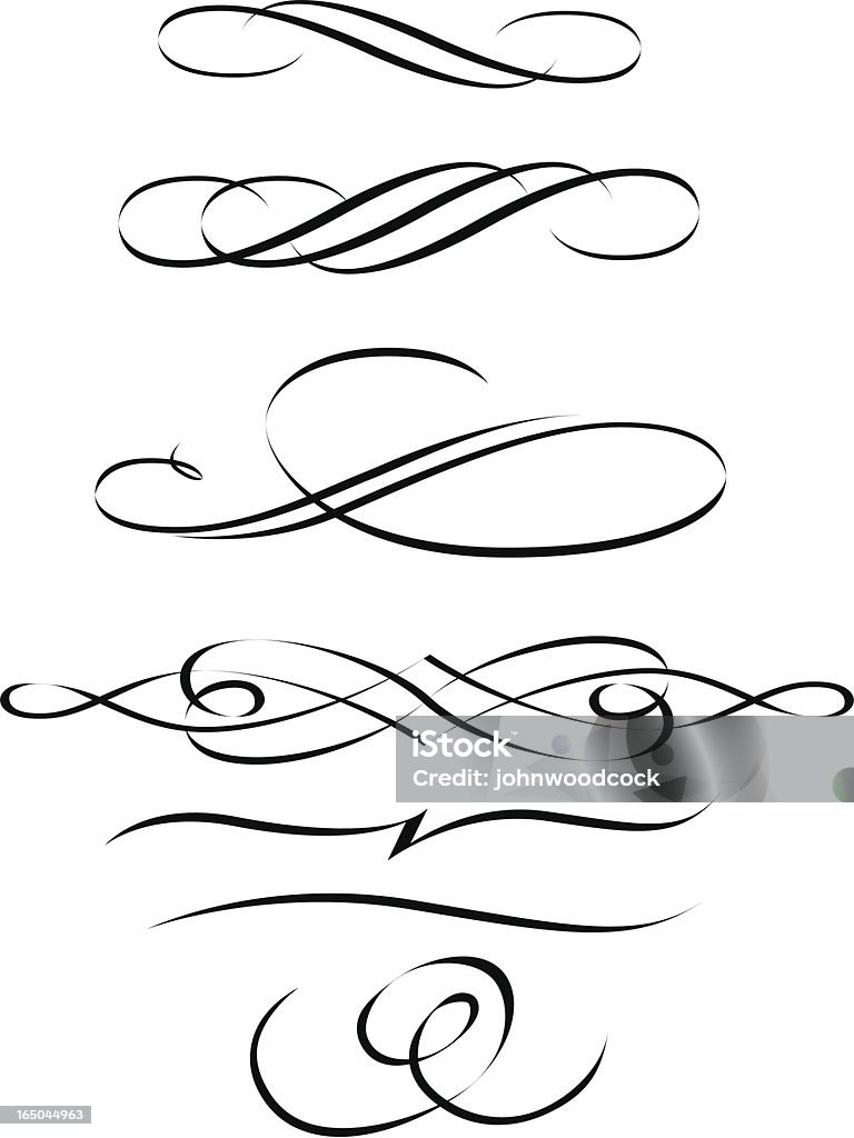 calligraphic scrolls A selection of decorative scrolls and flourishes. Art And Craft stock vector