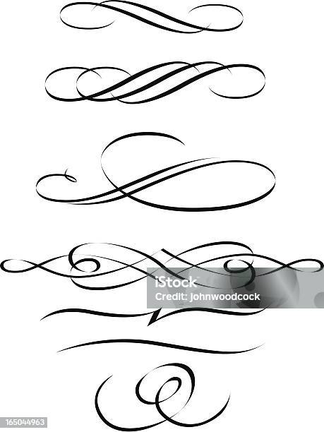 Calligraphic Scrolls Stock Illustration - Download Image Now - Art And Craft, Art Product, Calligraphy
