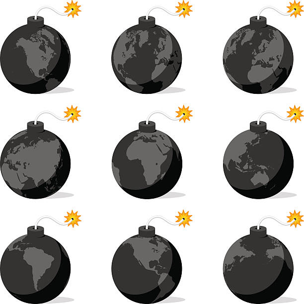 бомба мира (векторные & jpg - judgement day earth terrorism bomb stock illustrations