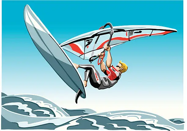 Vector illustration of Windsurfing