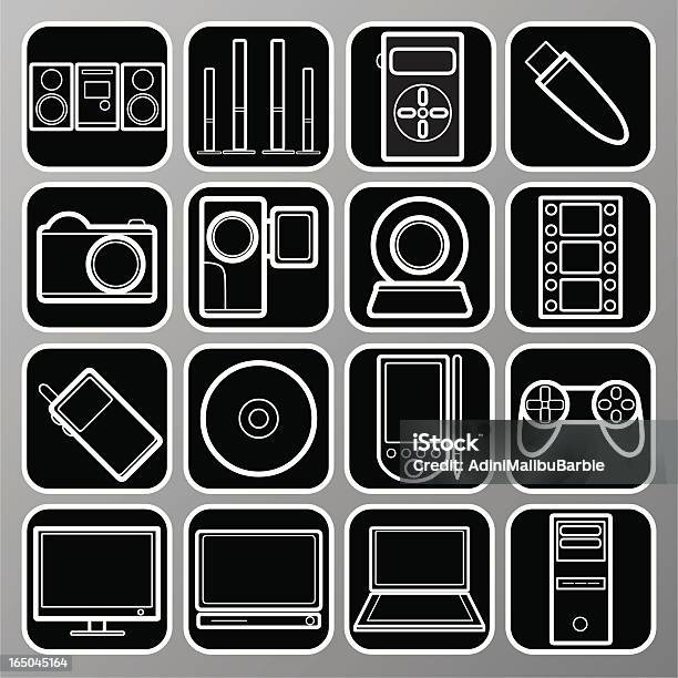 Multimedia Symbole Weiß Stock Vektor Art und mehr Bilder von Arrangieren - Arrangieren, CD, Computer