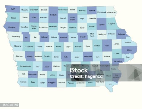 istock Iowa state - county map 165045175