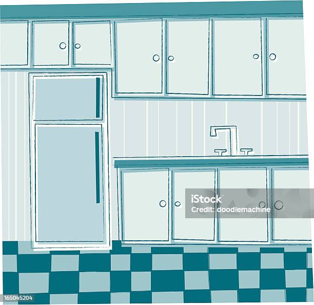 Niedliche Küche Stock Vektor Art und mehr Bilder von Aufgeräumter Raum - Aufgeräumter Raum, Bildkomposition und Technik, Bleistiftzeichnung