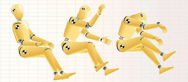 crash test dummy in motion vector art illustration