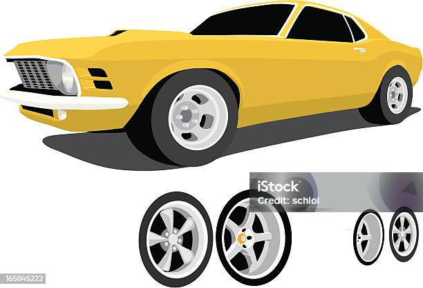 Mustang Classico - Immagini vettoriali stock e altre immagini di Giallo - Giallo, Automobile, Automobile da collezionista