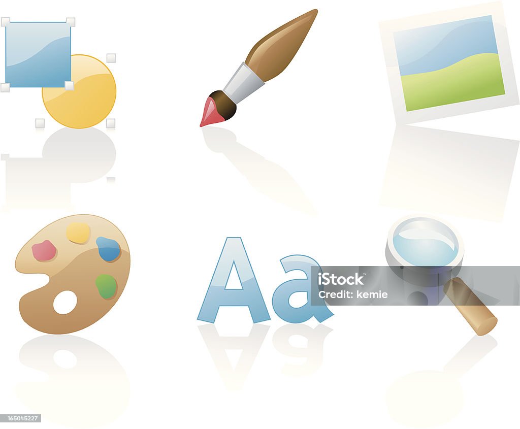 shiny icons: graphics glossy web 2.0 style vector icons of  graphic- application related objects Artist's Palette stock vector