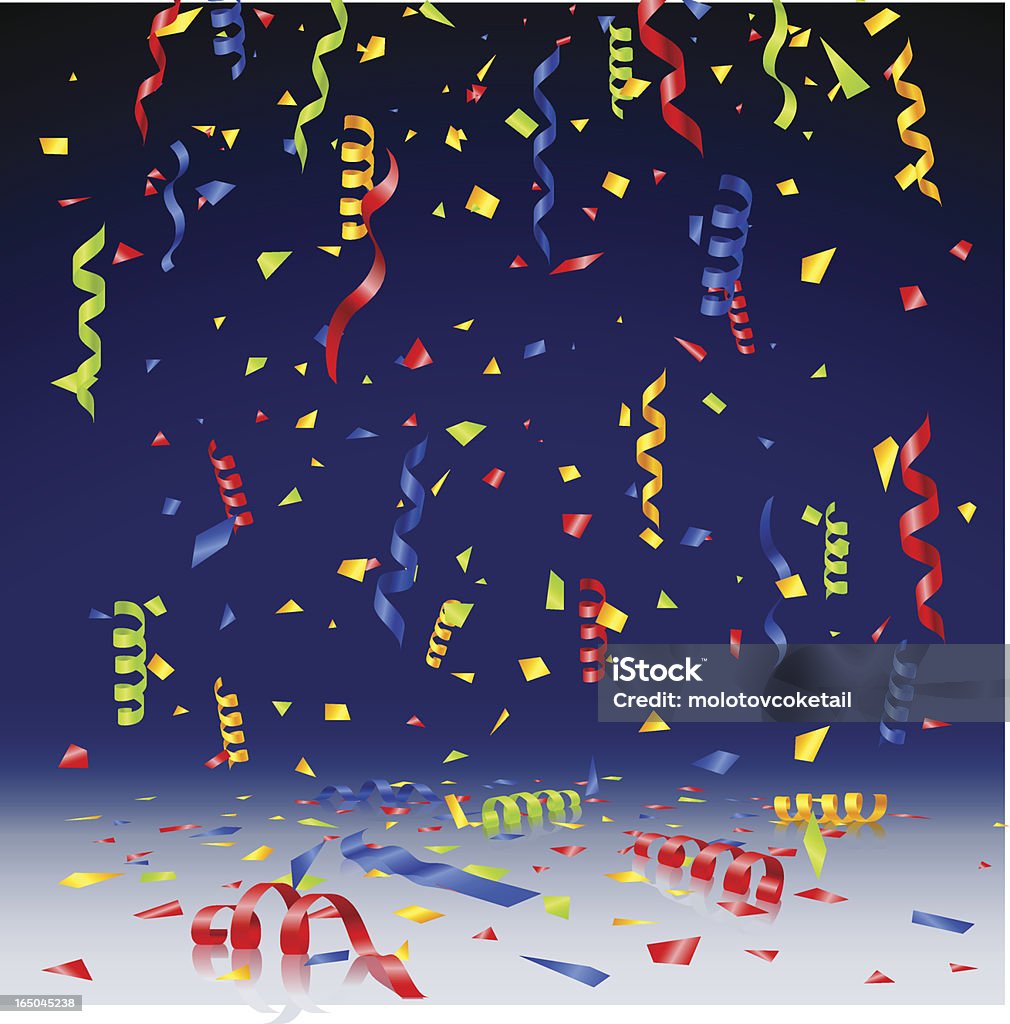 confetti sur fond bleu foncé - clipart vectoriel de Confetti libre de droits