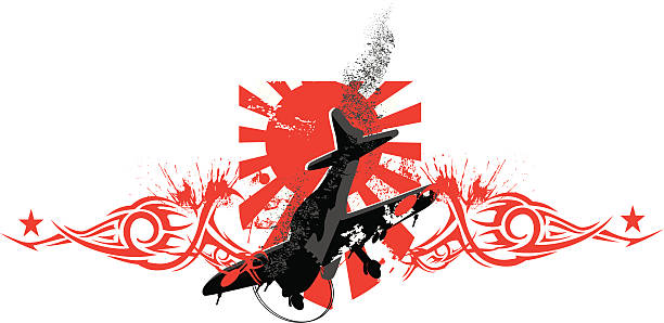 эмблема kamikaze эмблемой - kamikaze stock illustrations