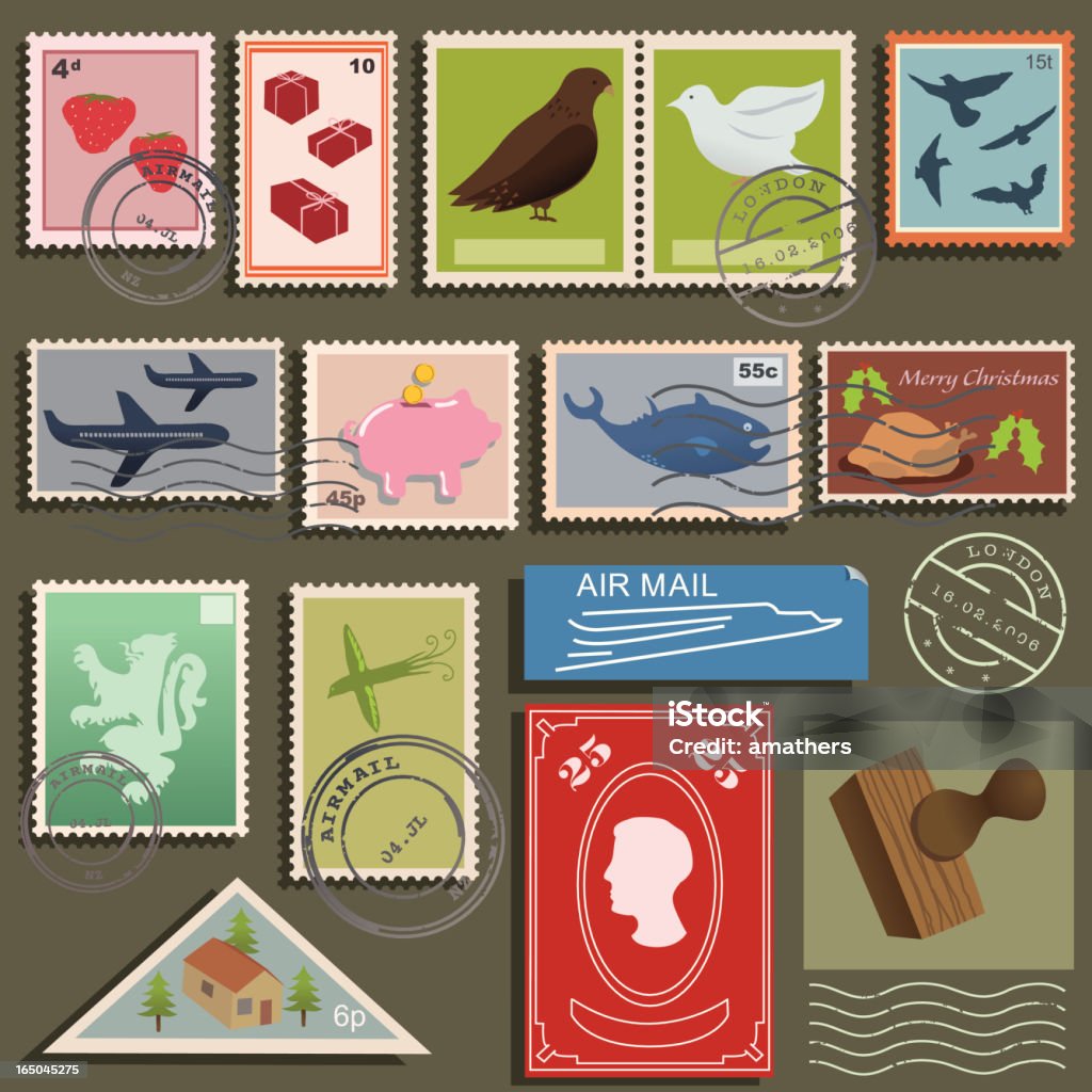 Stamp Collection Graphics Stamp Collection Stock Illustration - Download Image Now - Air Mail ...