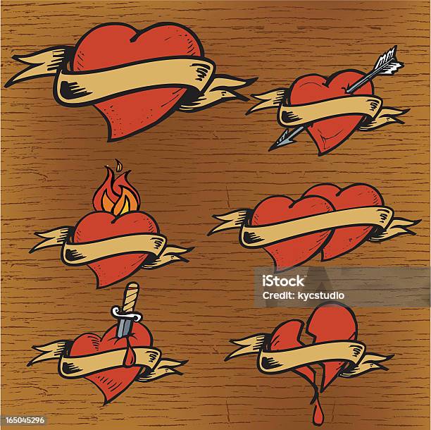 Ilustración de Corazón Tatuajes Símbolos De Amor Y La Pasión Dolor y más Vectores Libres de Derechos de Tatuaje