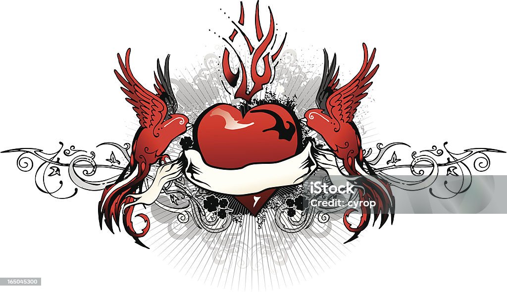 flaming Miłość Symbol - Grafika wektorowa royalty-free (Brudny)