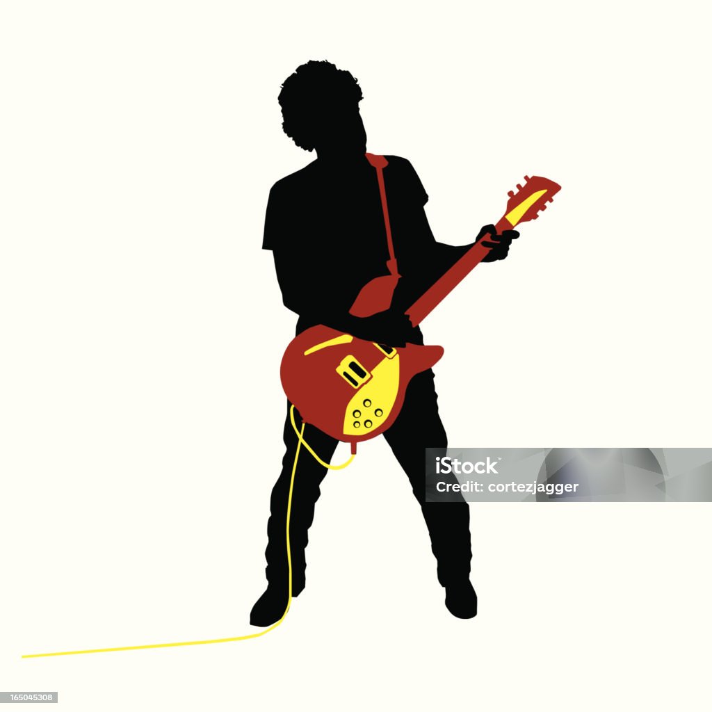 Dondolarsi Chitarrista Silhouette (illustrazione vettoriale - arte vettoriale royalty-free di Adulto