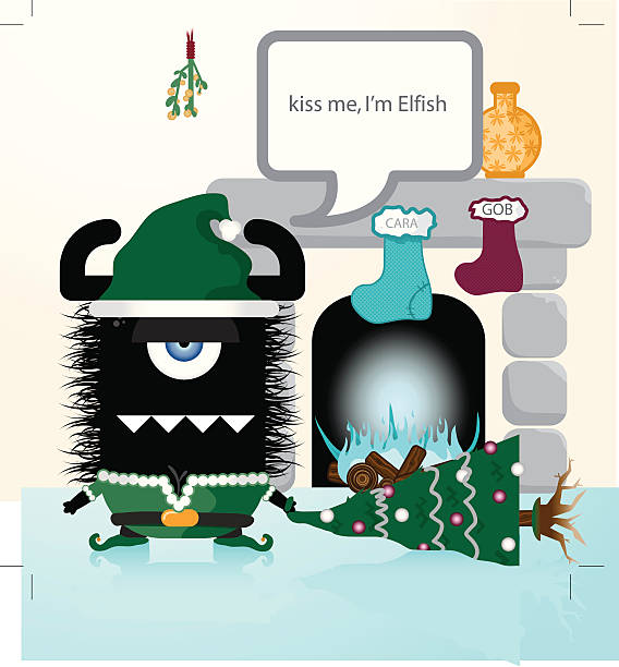 Christmas Monsters Elf vector art illustration
