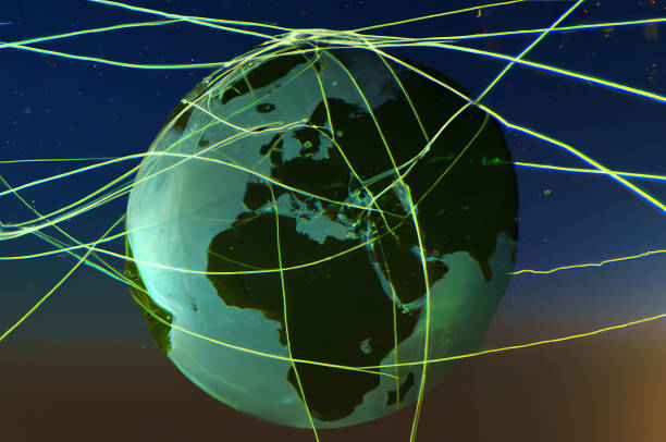 istock Global connectivity concept with lines waving from the earth 1650453503