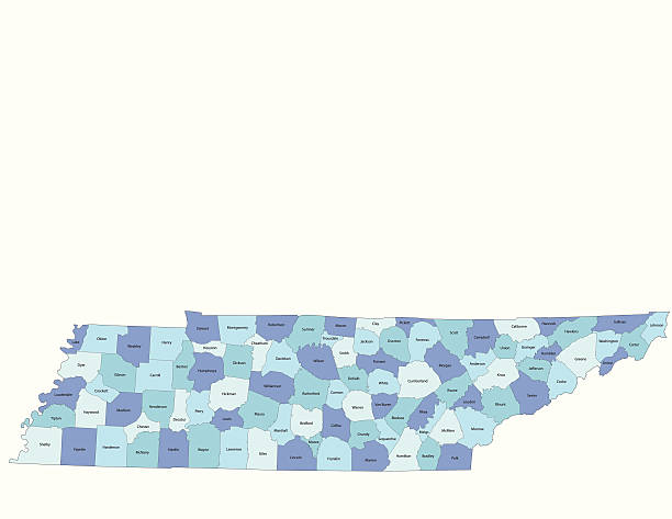 теннесси-графство карта - district type stock illustrations