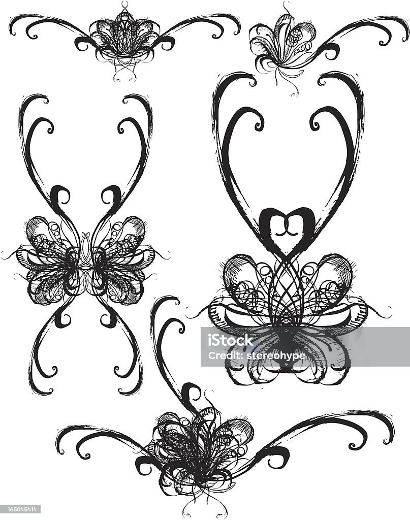 roughly painted butterflie flowers imagine them in colour!300 dpi jpeg included Adventure stock vector