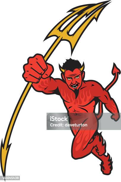 Red Devil Angreifen Stock Vektor Art und mehr Bilder von Bewegung - Bewegung, Dreizack - Speer, Aktivitäten und Sport