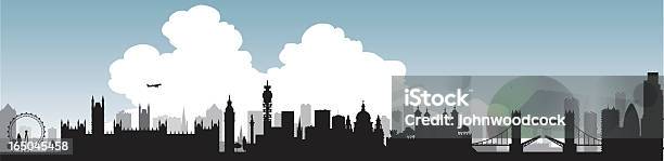 Silhouette Of London Skyline With Single Large Cloud Graphic Stock Illustration - Download Image Now