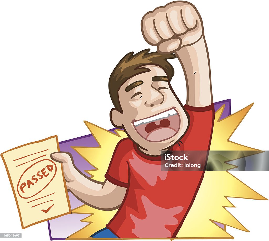 Homme en passant l'examen - clipart vectoriel de Bonheur libre de droits