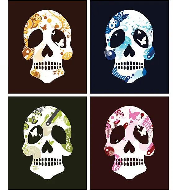 Vector illustration of Life in skulls