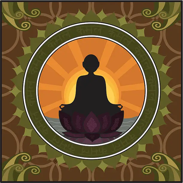 Vector illustration of Black Lotus Meditation (Vector)