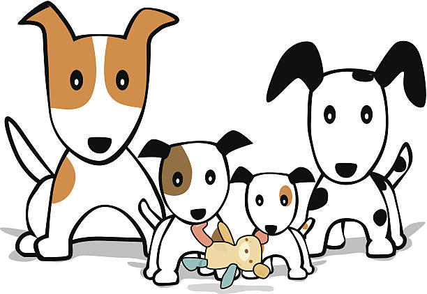 mixed-breed dog familie - mixed breed dog illustrations stock-grafiken, -clipart, -cartoons und -symbole