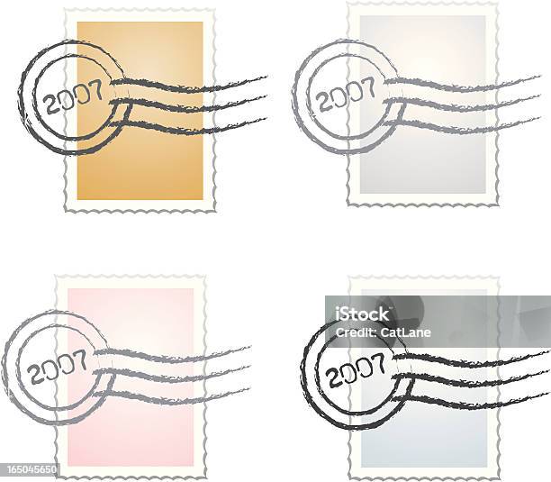 Série Vvector Conjunto De Selo Postal - Arte vetorial de stock e mais imagens de Antiguidade - Antiguidade, Azul, Cor de rosa