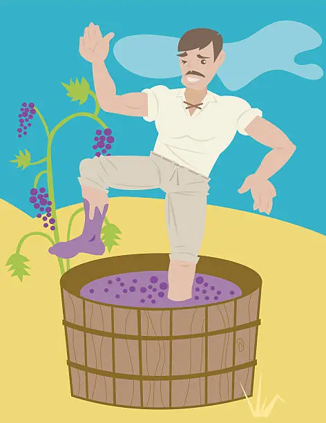Vector illustration of Stomping Grapes
