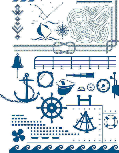 marine shapes marine design elements anchor vessel part stock illustrations