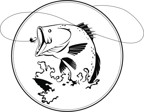 illustration of a bass fish jumping after a hook