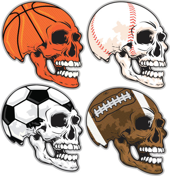 sport-totenköpfe - skull baseball ball stock-grafiken, -clipart, -cartoons und -symbole