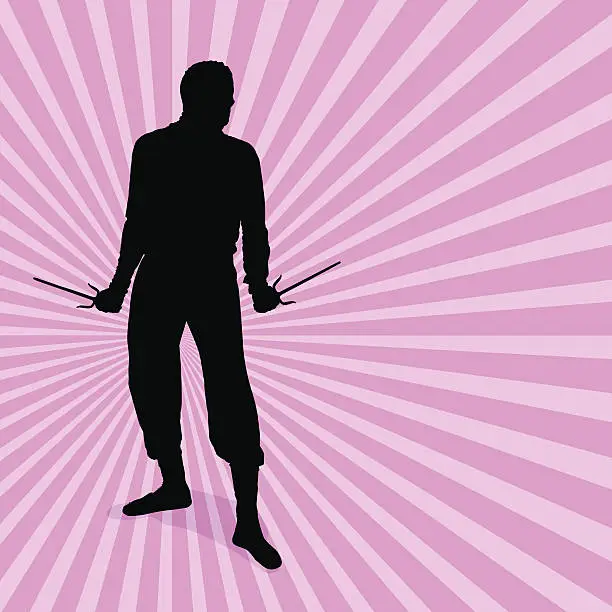 Vector illustration of Ninja Warrior Silhouette