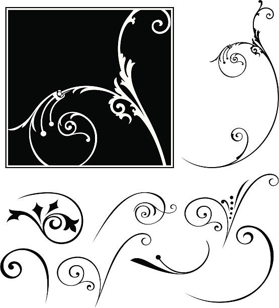 スクロール部品 - frame calligraphy ornate retro revival点のイラスト素材／クリップアート素材／マンガ素材／アイコン素材