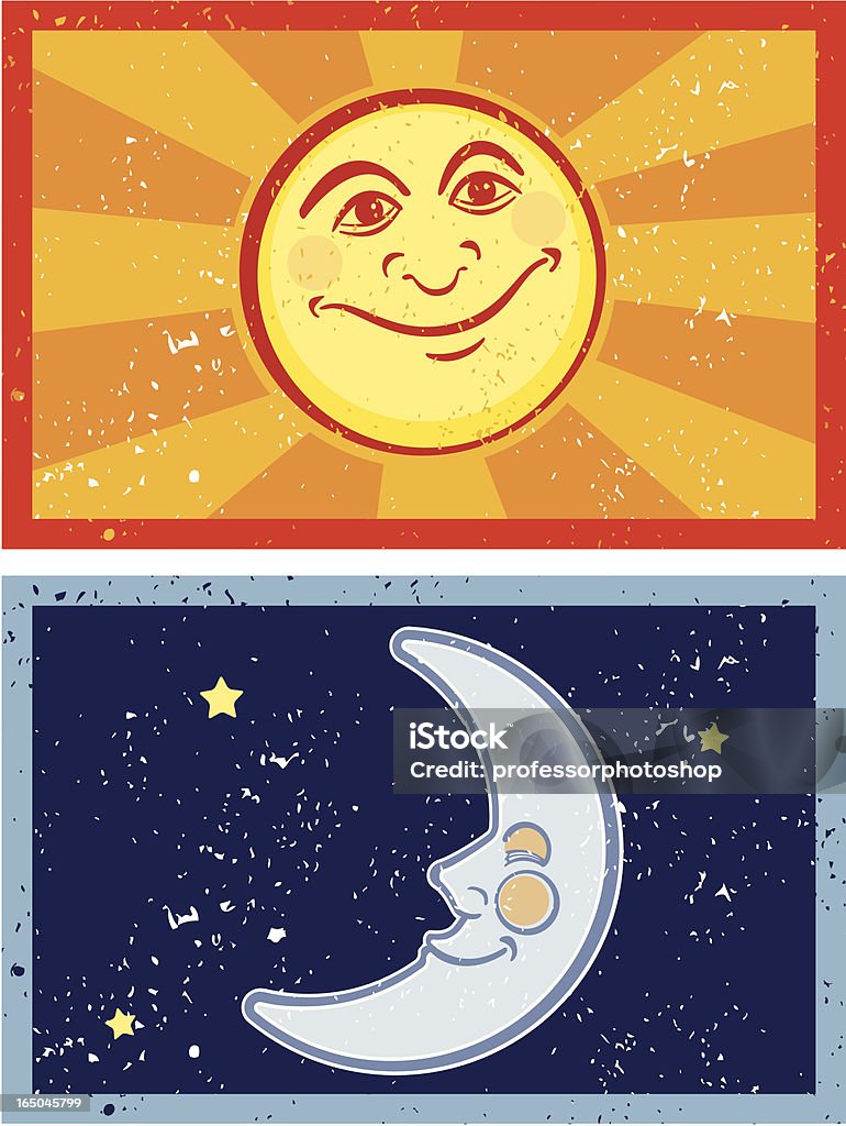 Sole e luna - arte vettoriale royalty-free di Arancione