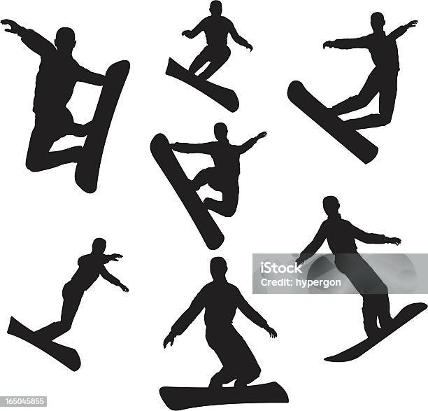 Collection De Vecteur De Silhouette De Snowboard Jpg Vecteurs libres de droits et plus d'images vectorielles de Activité