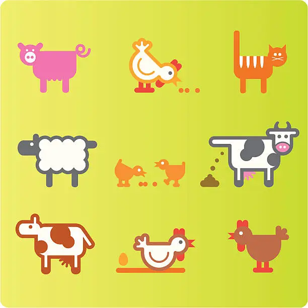 Vector illustration of farm animals – colour 01 (vector)