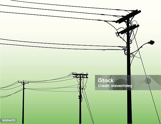 Vetores de Powerlines e mais imagens de Poste de Telégrafo - Poste de Telégrafo, Cabo, Poste