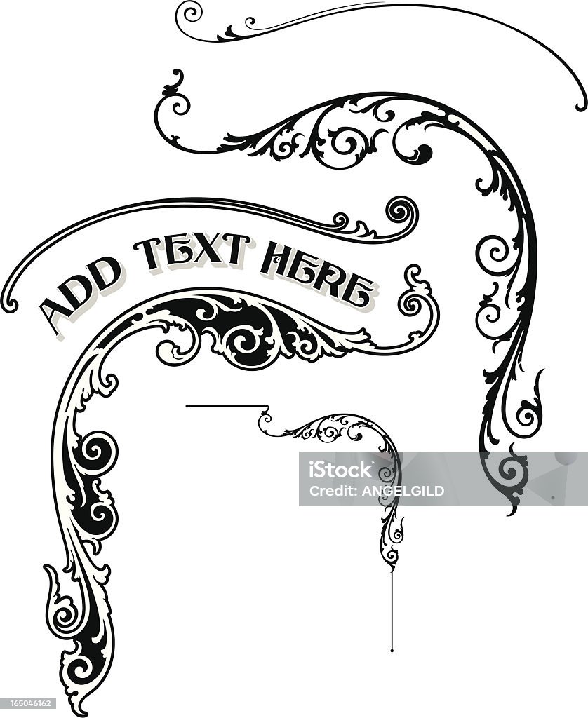 Scroll Lettering B Lettering Scrolls Stock Illustration - Download Image Now - Gothic ...