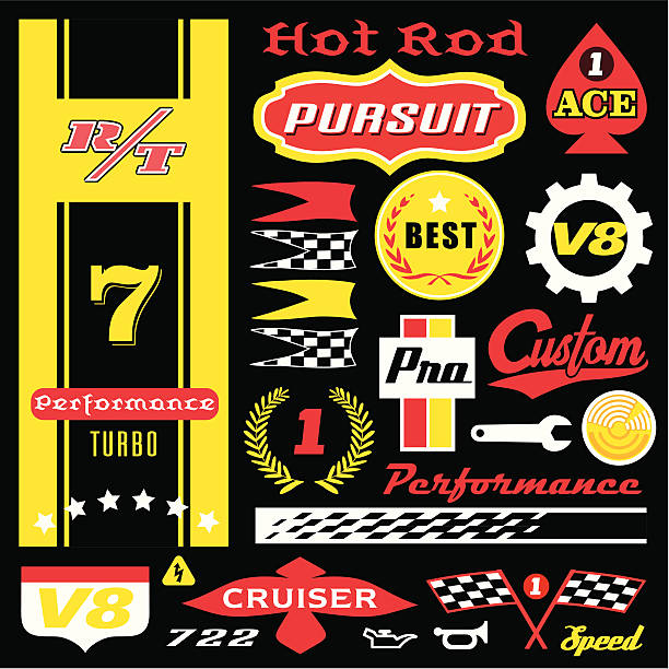 ilustrações, clipart, desenhos animados e ícones de racing logotipos preto - motorized sport