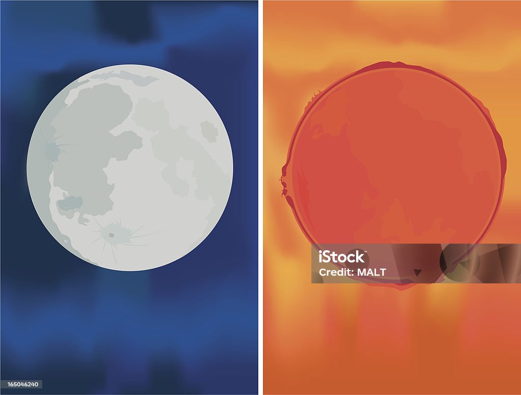Sonne und Mond-Vektor - Lizenzfrei Mondoberfläche Vektorgrafik