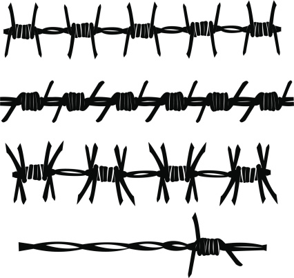 Set of four barbed wires
