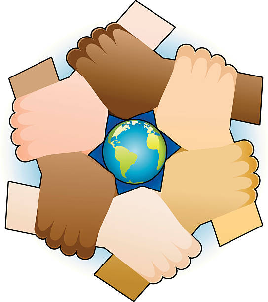 world команды - human hand hands clasped assistance globe stock illustrations