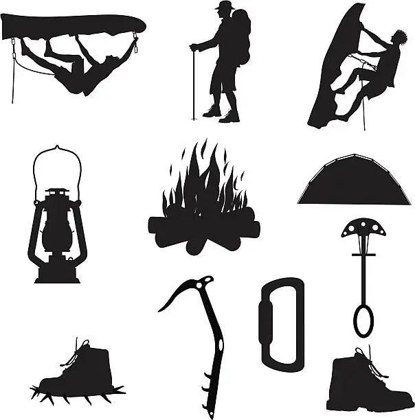 Vector illustration of Outdoor Adventure Silhouette Collection (vector+jpg)