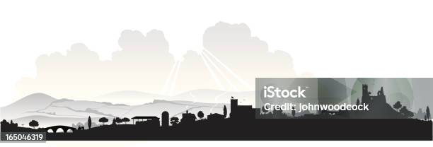 English Landscape Stock Illustration - Download Image Now - In Silhouette, Rural Scene, Urban Skyline