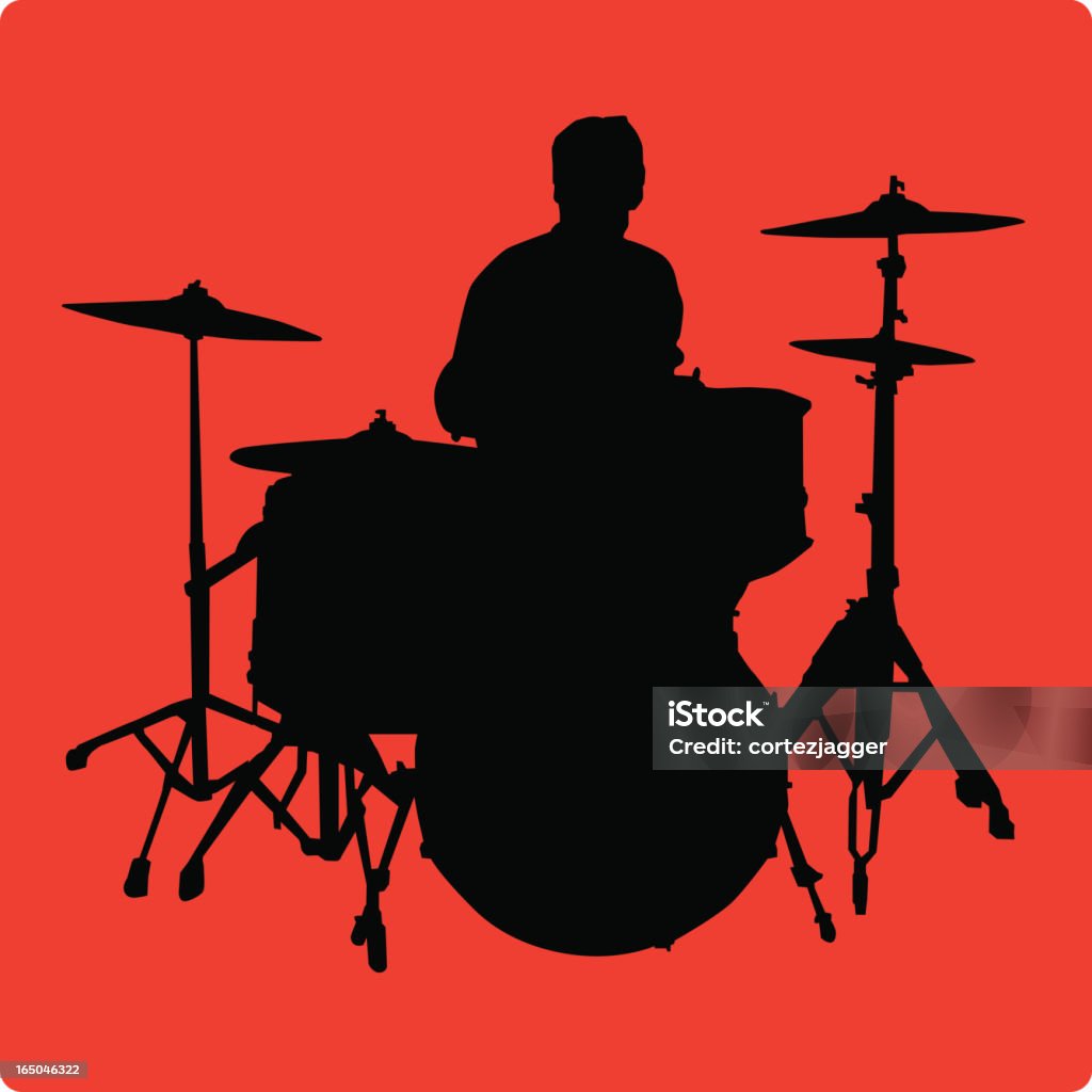 Baterista silhueta (ilustração vetorial - Vetor de Arte, Cultura e Espetáculo royalty-free