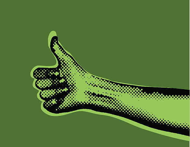 Halftone Thumbs Up AI8, EPS, and High-Resolution JPG included. "Thumbs up" or hitchhiking hand symbol with a "pop art" silkscreened look. hitchhiking stock illustrations