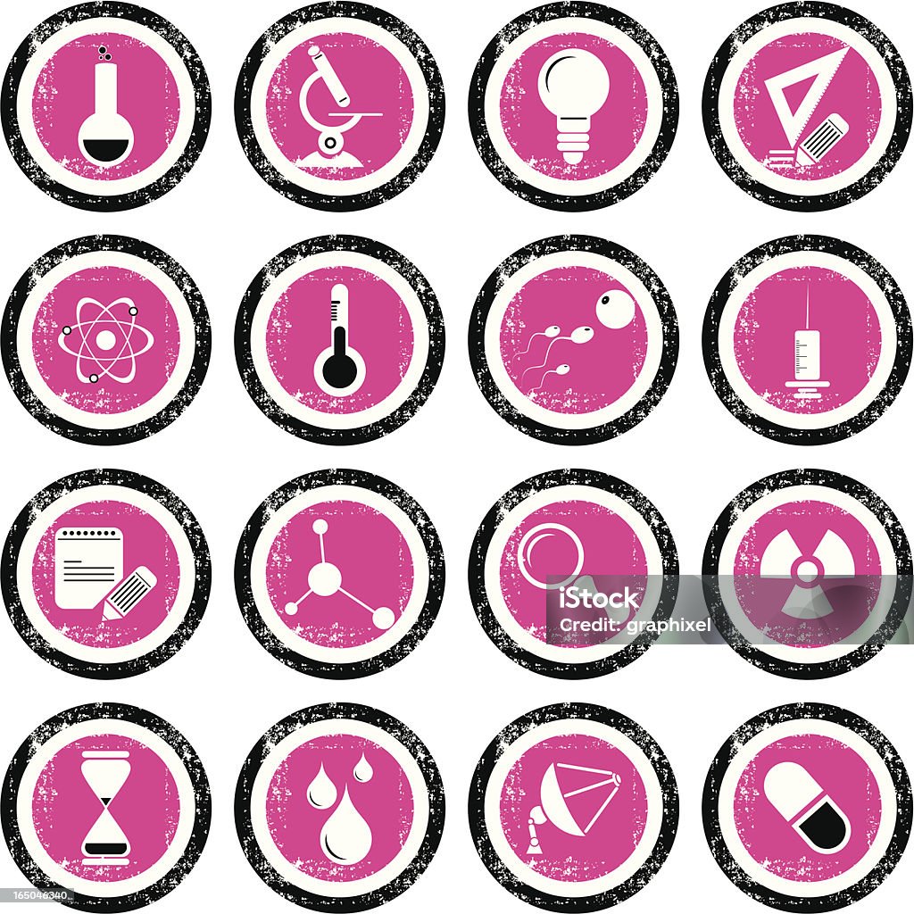 Grunge Icon Set - Science Grunge style web icons and design elements about science. Atom stock vector