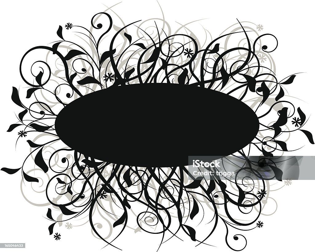 Caótica floral oval - Vetor de Arbusto royalty-free