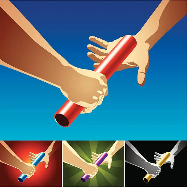 Vector illustration of hands & baton