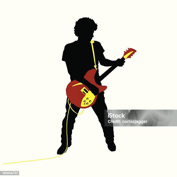 Schaukeln Gitarrist Silhouette Auf Weiß Vektorillustration Stock Vektor Art und mehr Bilder von Gitarre